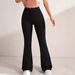 Women's High-Waisted Lace Waist Flared Yoga Pants Elastic Sports Denim Style_mkmklike.com