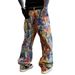 Illusion Paint High-version Graffiti Jeans Men's Original Straight-leg Pants Unique Chic Wide-leg Pants New_mkmklike.com