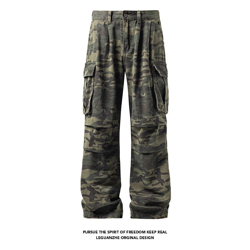Camouflage Pants For Men, Spring And Autumn, Drapey Wide-leg American Style Trendy Brand, Loose Straight-leg Long Pants,_mkmklike.com