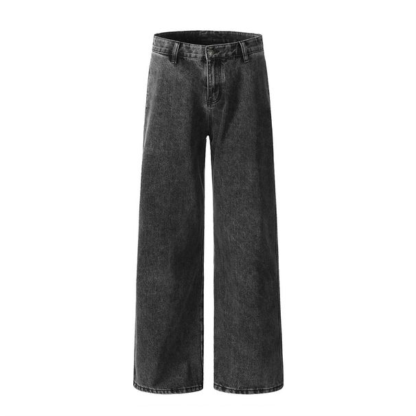 American Style Straight-Leg Jeans Washed Vintage High Street Trend Versatile Ins Men's Loose Simple Wide-Leg Long Pants_mkmklike.com