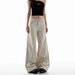 Women's American Retro Light Apricot Wide Leg Jeans Loose Fit Slimming Low Waist Straight Leg Floor Length Spring Summer 2026 Style_mkmklike.com