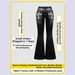 Black Washed Flared Jeans for Women Rhinestone Embroidered Pockets Customizable Direct Factory Stock_mkmklike.com