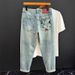 Men's Slim Leg Jeans Embroidered Tapered Harem Pants Loose Fit Straight Leg Printed Fashion Youthful Style Trendy_mkmklike.com