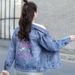 Women’s Hooded Denim Jacket – Embroidered Slim Fit Cropped Jacket For Spring & Autumn (S-3XL, White & Indigo)_mkmklike.com