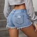 Women's Low Rise Distressed Denim Shorts Frayed Edges Casual Ripped Knit Fabric Summery Hot Girl Style_mkmklike.com