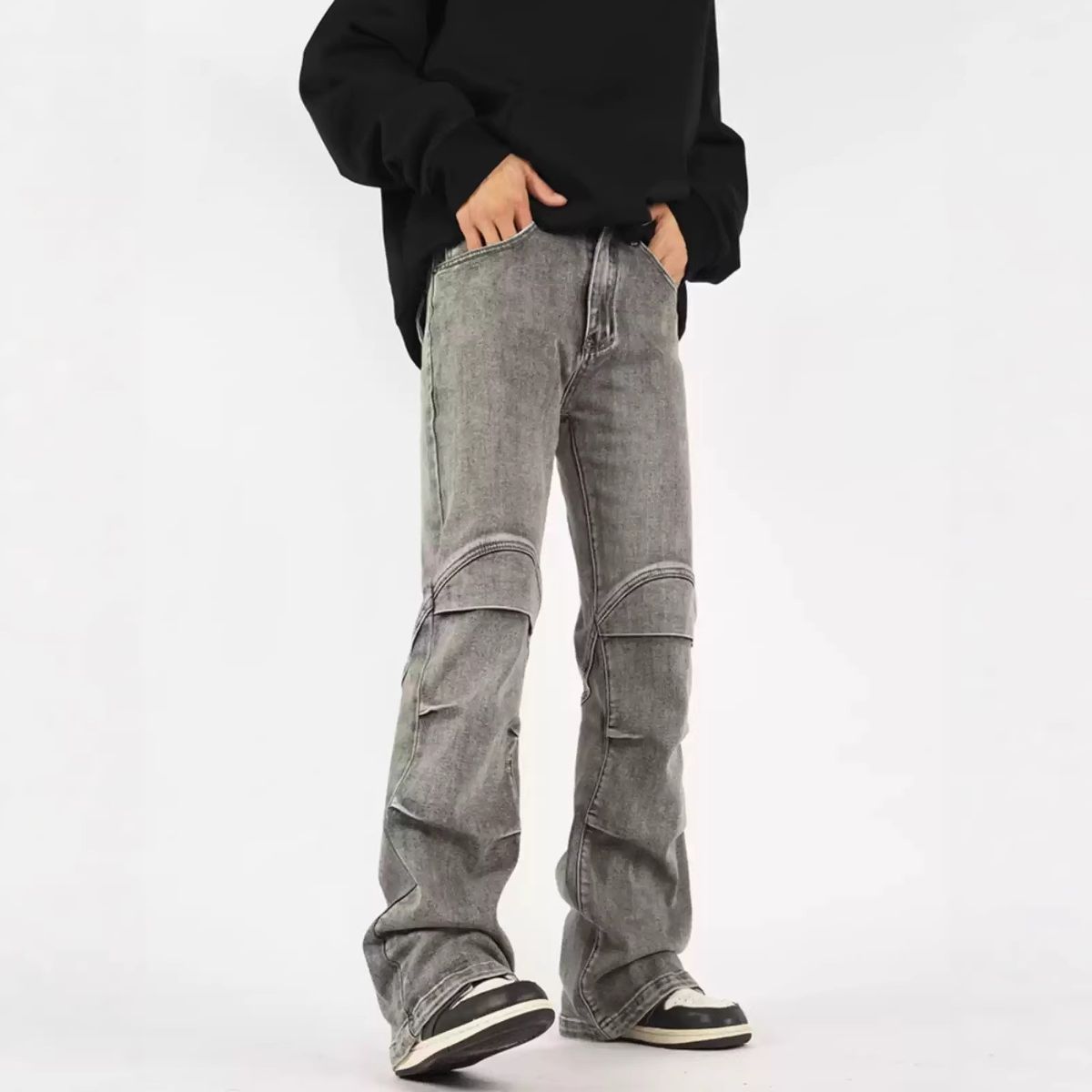 Men's & Women's Vintage Washed Distressed Jeans – High-Waisted Flared Pants With Raw Hem & Streetwear Style_mkmklike.com