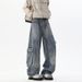 High Street Deconstructed Multi-pocket Jeans For Men, Autumn Trendy Design Wide-leg Pants, American-style Washed_mkmklike.com
