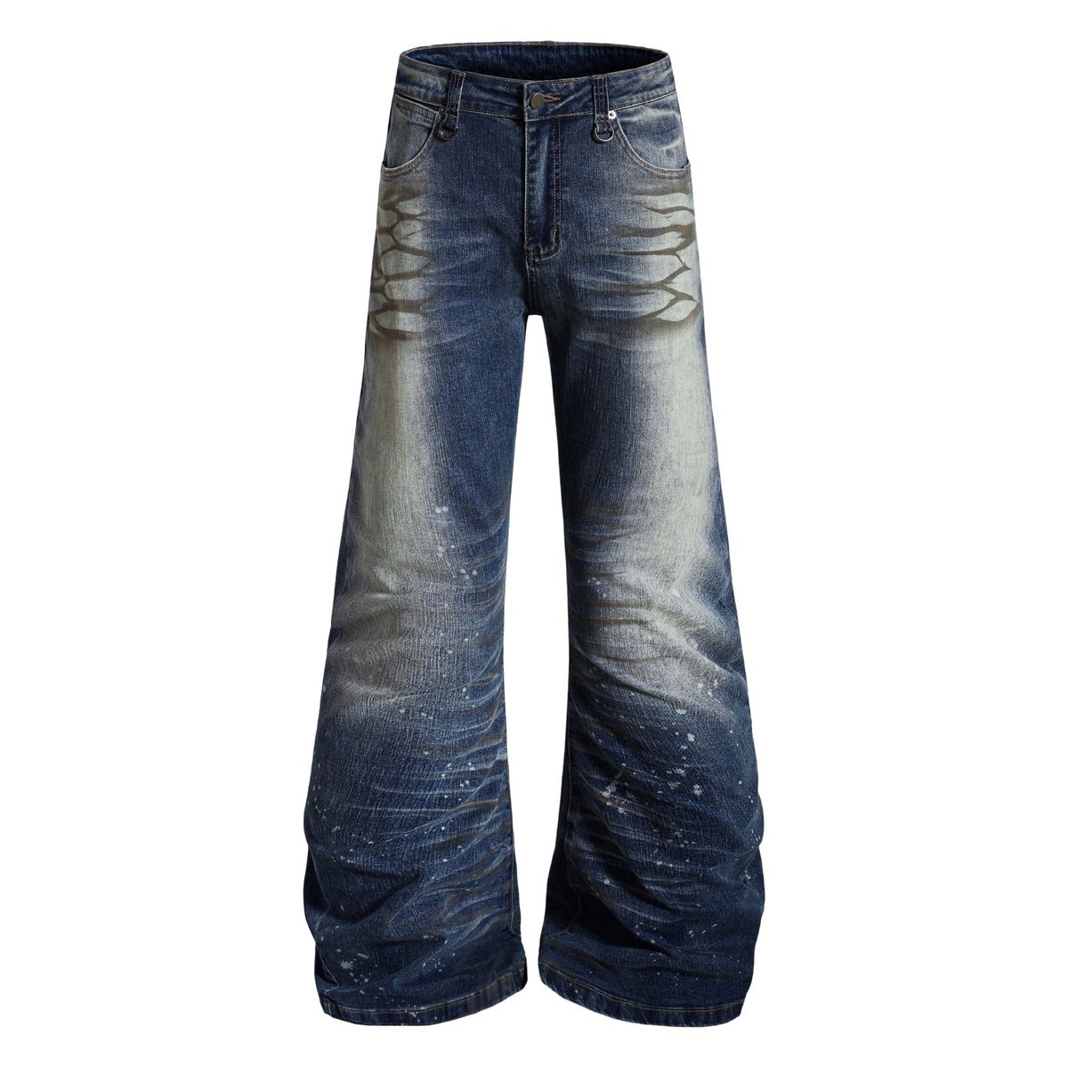 Men's Clothing Vintage Curved Slim Fit Jeans Distressed Unisex Splatter Paint Creases Whiskers Chubby Pants Men's Denim_mkmklike.com