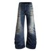 Men's Clothing Vintage Curved Slim Fit Jeans Distressed Unisex Splatter Paint Creases Whiskers Chubby Pants Men's Denim_mkmklike.com
