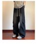 Drawstring Jeans Men's Spring And Autumn American College Style Niche Design Pleated Loose Straight Wide-leg Trousers_mkmklike.com