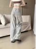 Light-colored Vintage Washed Distressed Straight-leg Jeans Women, New Summer Style, High-waisted, Slimming, Wide-leg,_mkmklike.com