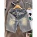 Retro Style Lightweight Denim Shorts For Men Distressed Summer Casual Loose Straight Leg Five-Pocket Design Trendy Versatile Pants_mkmklike.com