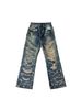 Men's Clothing Retro Jacquard Trendy Jeans For Men Loose Straight High Street Style Wide Leg Handsome Boys Casual Pants_mkmklike.com