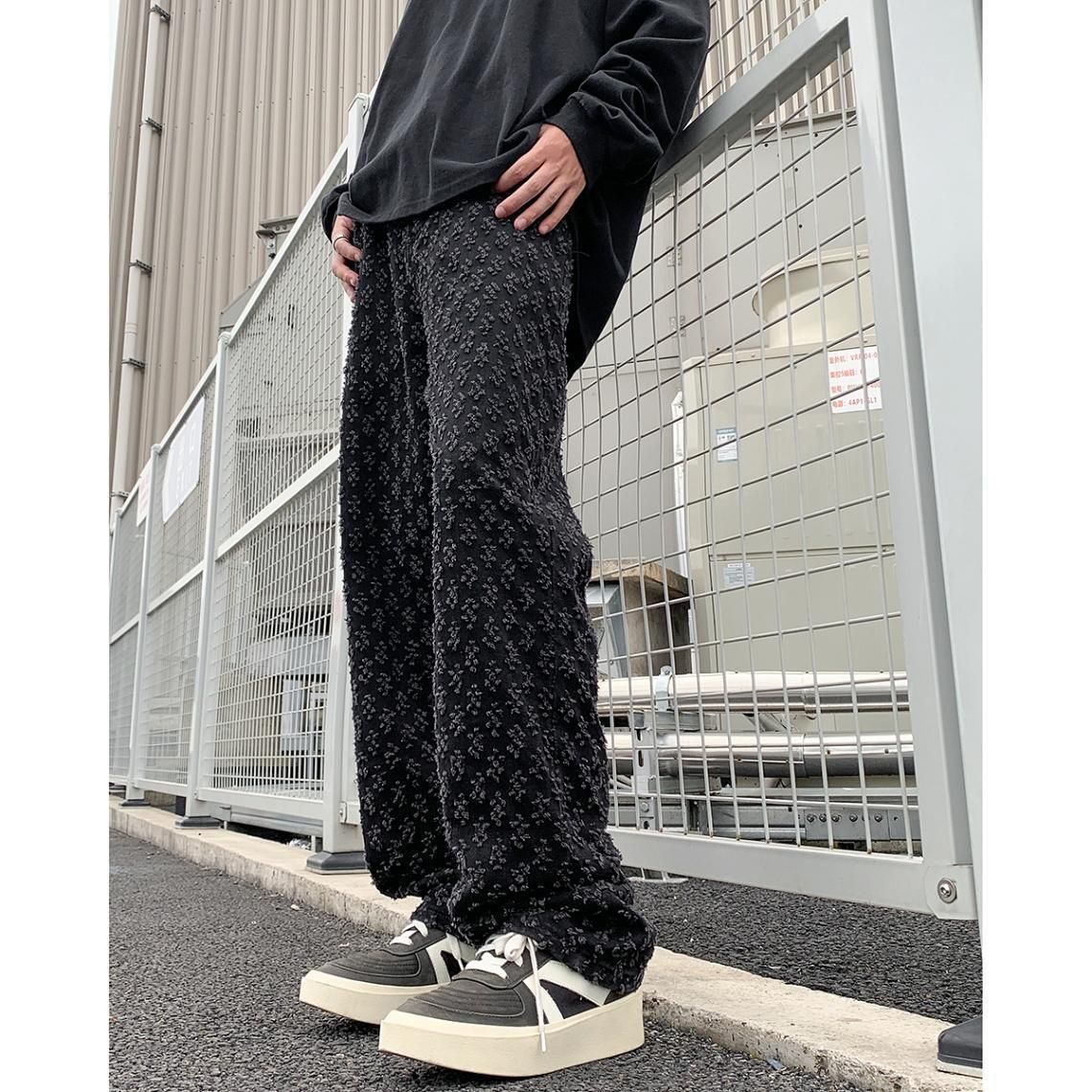 Men's Hip-Hop Streetwear Jeans - Vintage Wide-Leg Denim Pants With All-Over Print, High-Waisted Loose Fit For Urban Vibe (Black/Blue, S-3XL)_mkmklike.com