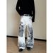 Unisex Washed Distressed Jeans Street Style Loose Fit Trendy Star Element Versatile Long Pants For Men_mkmklike.com