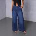 Elegant High-Waisted Wide Leg Jeans Women's Slimming Trousers Long-Length Denim Pants Wash Style_mkmklike.com