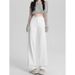 Women's White Slim Fit Straight Leg Jeans Loose Fit Flattering Drape Bestseller for Spring And Autumn_mkmklike.com