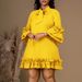 Women's Clothing loose casual large size ruffle sleeve lace up solid color dress_mkmklike.com