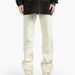 Nordmann European And American Style Retro Patchwork Black Jeans For Men With Frayed Edges, Unique Design, Slim Fit, Slightly_mkmklike.com