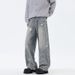 Distressed Star-Print Jeans For Men – Deconstructed Wide-Leg, Asymmetrical "Scimitar" Hem, Streetwear Statement Piece_mkmklike.com