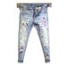 Vintage Light Wash Skinny Jeans For Men – Distressed Paint Splatter & Hand-Sanded Details (Slim Fit, Stretch Denim, Streetwear Essential)_mkmklike.com