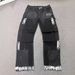 Men's Clothing European And American Men's Y2K Patchwork Painted Hello Hot Transfer Straight Leg Jeans_mkmklike.com