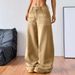Women's Relaxed Straight-Leg Washed Denim Jeans - High Waist Casual Workwear Pants In Khaki_mkmklike.com