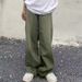 Suitable For All Seasons High Washed Vintage Green Jeans For Men Spring Autumn Trendy Street Hip Hop Loose Wide Leg Pants_mkmklike.com