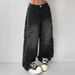 Women's High-Waisted Loose Fit Straight Leg Jeans With Star Embroidery - Trendy Streetwear Denim Pants For Casual & Chic Style_mkmklike.com