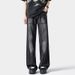 American-style Washed Cool Men's Jeans, Trendy Brand, Loose Fit, Lightning Pattern, Straight-leg Pants, High Street_mkmklike.com