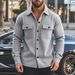 Spring Autumn European And American Cross-Border Casual Men's Fleece-Lined Turn-Down Collar Single-Breasted Solid_mkmklike.com