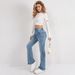 Women's Clothing High Waist Flared Jeans - Vintage Light Blue Denim Pants With Stretch, Comfort Fit & Street Style_mkmklike.com