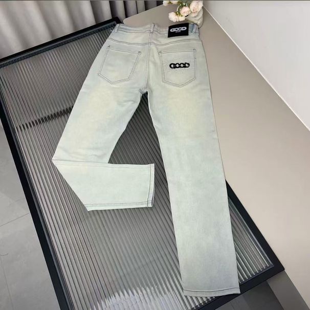 Trendy GD Letter Embroidered Slim Fit Fashionable Versatile Light Luxury Jeans_mkmklike.com
