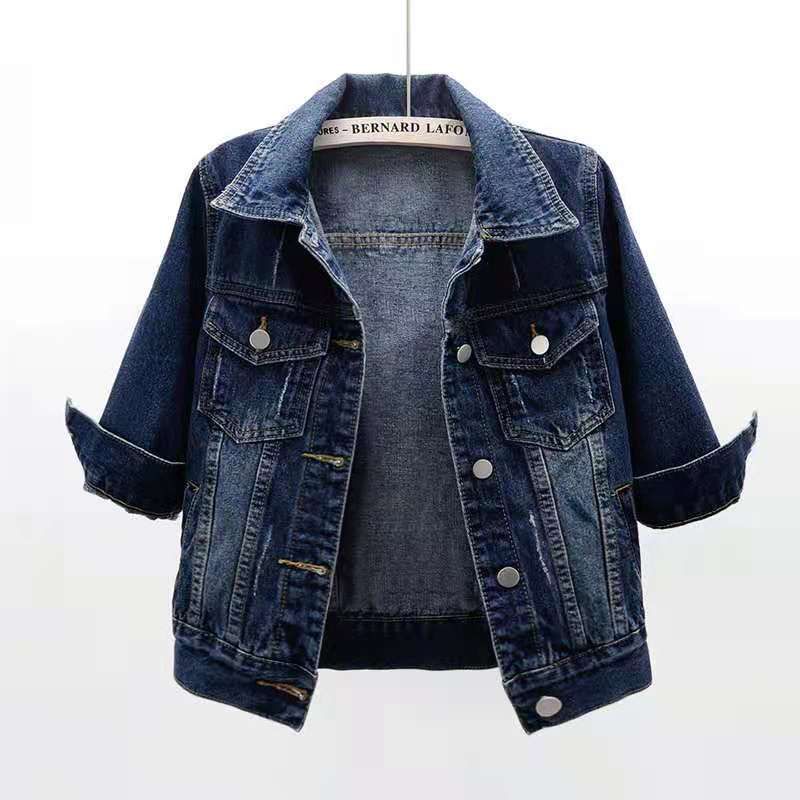 Women's Clothing Three Quarter Sleeve Denim Jacket For Women Short Spring And Summer New Arrival Slim Fit Versatile Cardigan Versatile Student Top_mkmklike.com