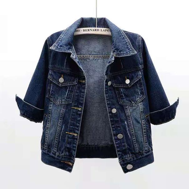 Women's Clothing Three Quarter Sleeve Denim Jacket For Women Short Spring And Summer New Arrival Slim Fit Versatile Cardigan Versatile Student Top_mkmklike.com
