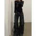 Y2k Dark American Retro Jeans With Deconstruction Design, Street Hip Hop Wide Leg Pants, Loose Trousers_mkmklike.com