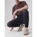 Men's Black Stretchy Casual Pants Skinny Midweight Polyester Cropped Jeans Simple Solid Color Loose Fit_mkmklike.com