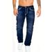 Men's Fashionable Embroidered Straight-Leg Jeans - Loose Fit, Lightweight & Breathable For All Seasons_mkmklike.com
