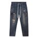 Large Size Men's New Heavy Industry Jeans Men's Embroidery Ripped Elastic Jeans Men's Trendy Brand Retro Harlan Pants Men's_mkmklike.com