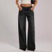 Women's Retro Low-Waisted Wide Leg Jeans Sexy Straight Leg Denim Blue Basic Versatile Washed Jeans For Casual Wear_mkmklike.com