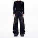 Men's Retro Distressed Denim Jeans High End Wide Leg Loose Street Style With Whiskers And Studded Details New Style_mkmklike.com