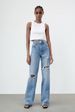 Women's Clothing New Slim High Waist Straight Trousers Ripped Decorative Wide Leg Jeans_mkmklike.com
