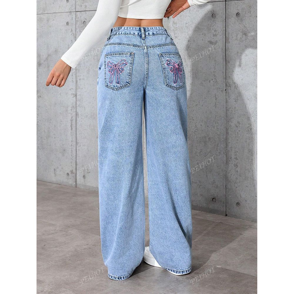 Retro High-Waisted Wide Leg Jeans For Women – Vintage Loose Fit Denim Pants (Light Blue, S-2xl) Fashion Trends_mkmklike.com