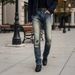 HME Men's Distressed Ripped Jeans Slim Fit Stretch Straight Leg Long Pants American High Street Style European And American Cross Border Exclusive_mkmklike.com