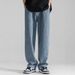 Straight Jeans Men's Thin Loose Drop Feeling Wide Leg Drape Trousers Casual Pants_mkmklike.com