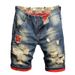 New Summer Vintage Washed Men Denim Shorts Casual Fashion Street Wear Ripped Hole Patches Distressed Male Straight Jeans Shorts_mkmklike.com