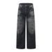 High Street Punk Washed Distressed Jeans Trendy Brand Niche Loose Wide-Leg Straight Long Men's Vintage Stained Pants_mkmklike.com