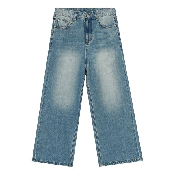Men's Clothing New Korean Loose and Versatile Blue Straight Leg Jeans for Men_mkmklike.com
