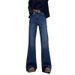 Plus Size Straight Leg Jeans For Women – High Waist Wide Leg Trousers, Slimming & Comfort Fit (Black/Blue, S-5XL)_mkmklike.com