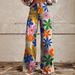 Women's Wide Leg Flare Pants Faux Denim With Five-Pointed Star Print Bohemian Casual Beach Style Cotton Jeans For Spring/Autumn & Summer_mkmklike.com